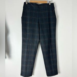Max Studio Ankle Length Charcoal/Camel Plaid Pants Size L